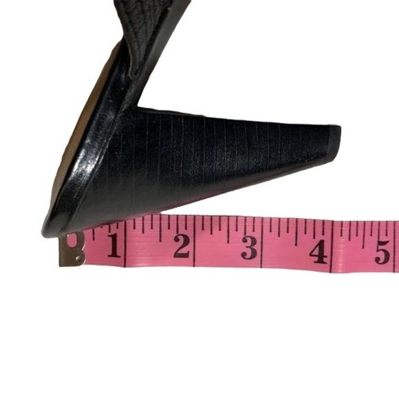 Franco Sarto Leather Strappy Heels Size 9.5 Sandals Buckle Black Stitchi… - Picture 4 of 6